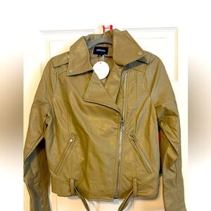 Zenana Olive Green Leather Jacket